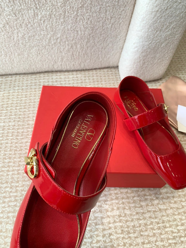 VLOGO LOCKER BALLERINA MARY-JANE IN VITELLO ROSSO CREMISI