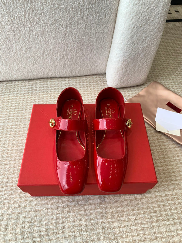 VLOGO LOCKER BALLERINA MARY-JANE IN VITELLO ROSSO CREMISI
