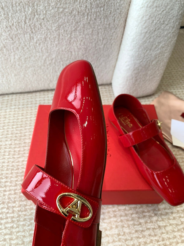 VLOGO LOCKER BALLERINA MARY-JANE IN VITELLO ROSSO CREMISI