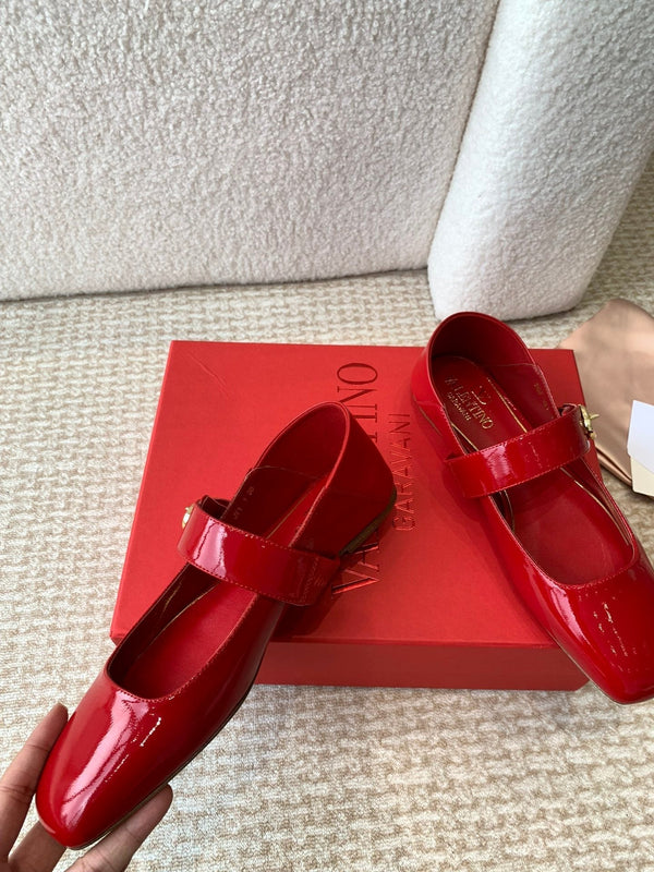 VLOGO LOCKER BALLERINA MARY-JANE IN VITELLO ROSSO CREMISI