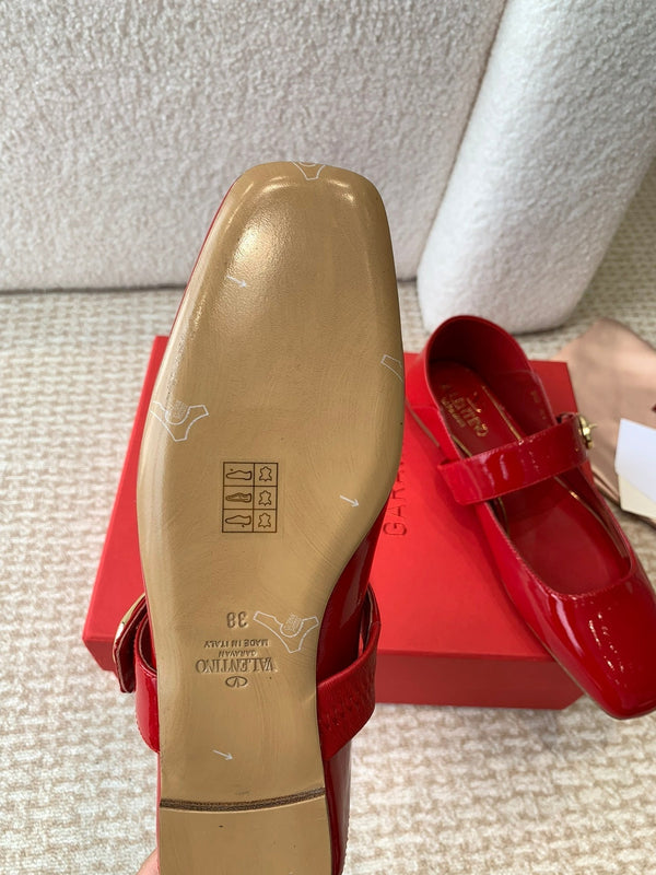 VLOGO LOCKER BALLERINA MARY-JANE IN VITELLO ROSSO CREMISI