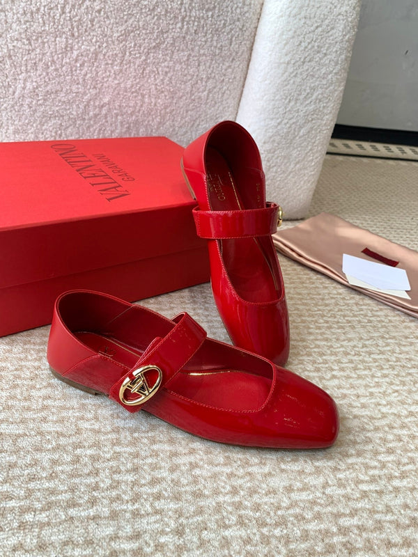 VLOGO LOCKER BALLERINA MARY-JANE IN VITELLO ROSSO CREMISI