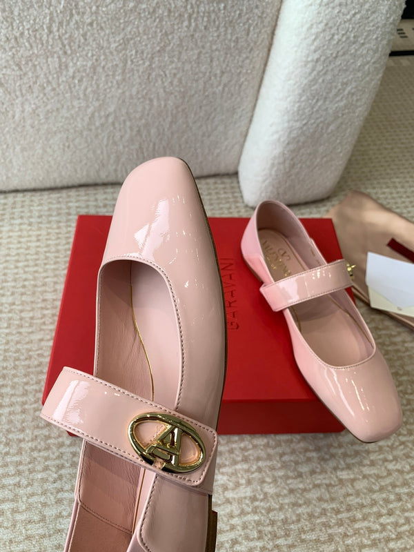 VL Locker Ballerine Mary-Jane En Cuir De Veau Rose