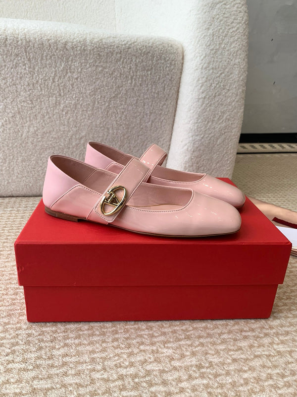 VLOGO LOCKER BALLERINA MARY-JANE IN VITELLO ROSA CHIARO