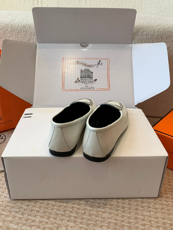 HM Ballet Flat In White Lambskin 997871