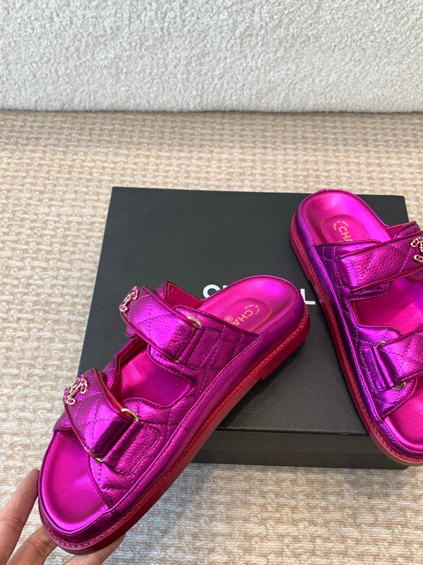 SANDALO DAD IN PELLE DI MONTONE VIOLA MAGENTA