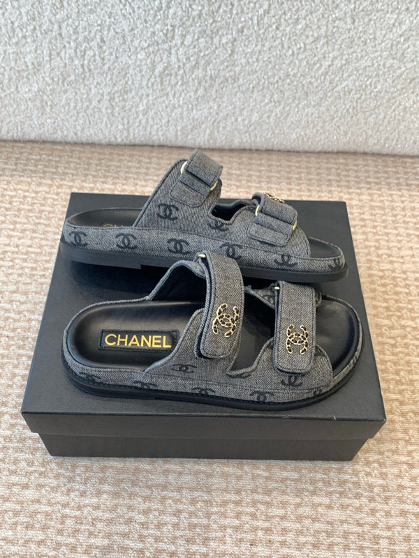 SANDALO DA PAPA' IN TESSUTO DENIM NERO