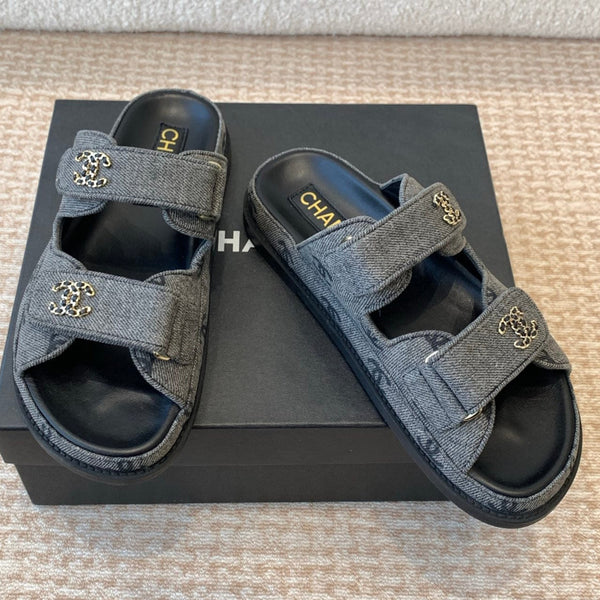 SANDALO DA PAPA' IN TESSUTO DENIM NERO