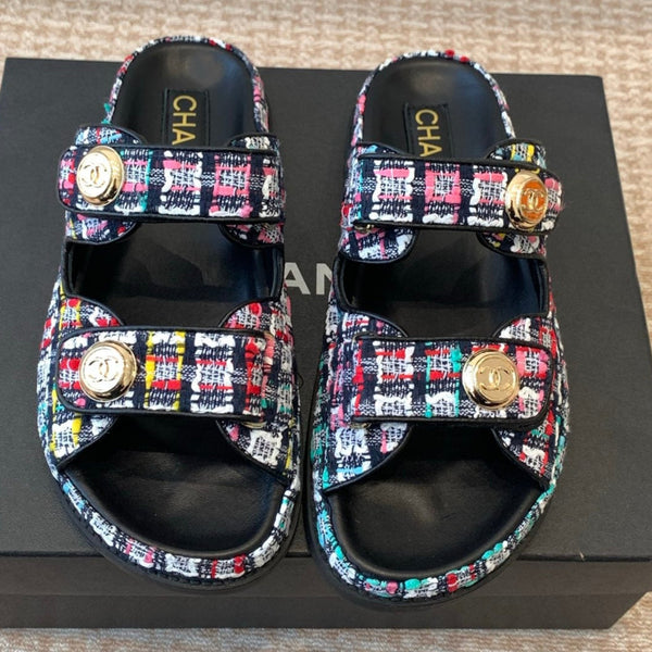 SANDALO DA PAPA' IN TESSUTO COLORATO CON PAILLETTES MULE