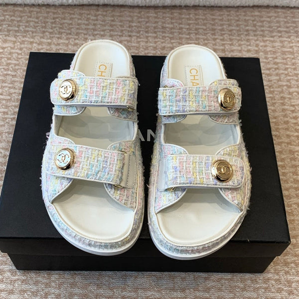 SANDALO DAD IN TESSUTO BIANCO CON PAILLETTES MULE