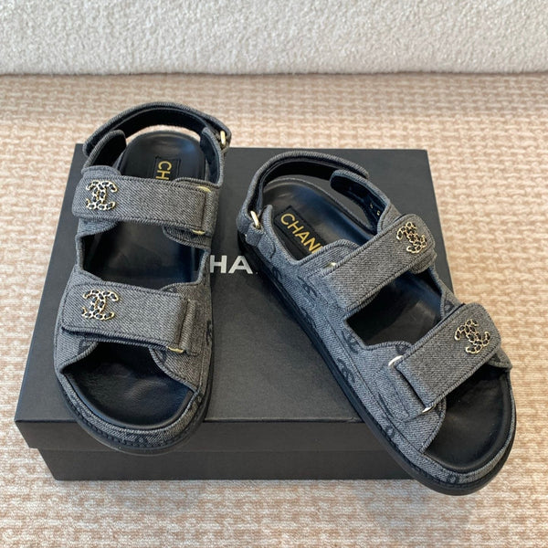 SANDALO DA PAPÀ IN TESSUTO DENIM NERO