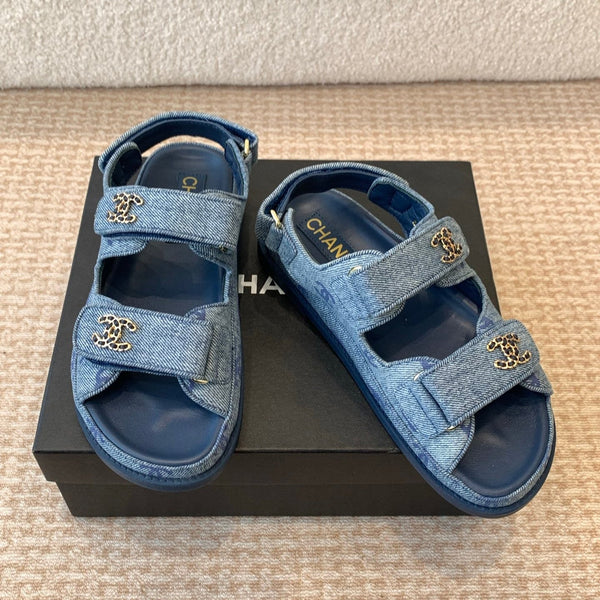 SANDALO DA PAPÀ IN TESSUTO DENIM BLU CLASSICO