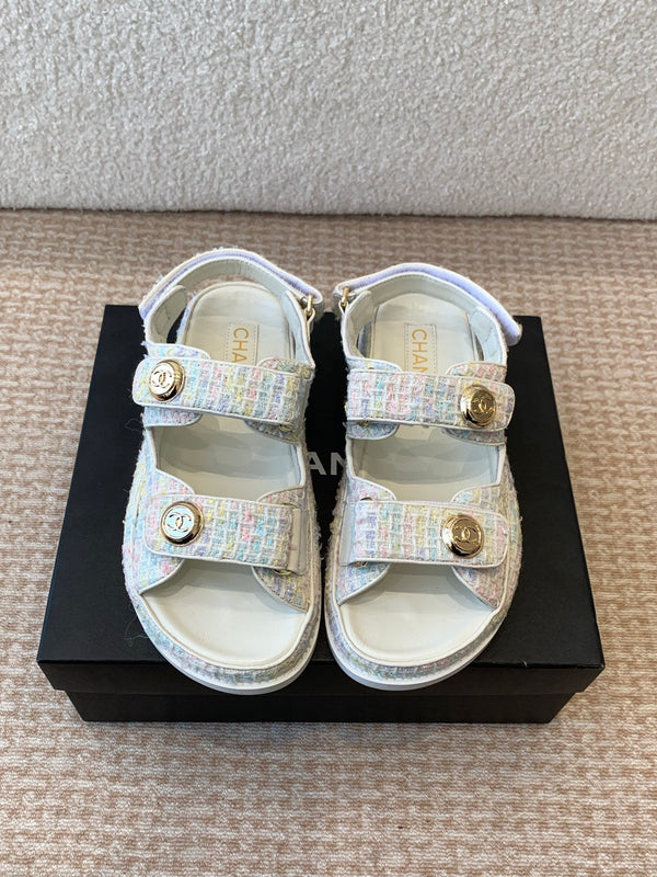 SANDALO DA PAPÀ IN TESSUTO BIANCO MIX COLORATO