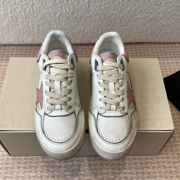 FORTY2 SNEAKERS WITH PINK STAR AND WHITE LEATHER HEEL TAB