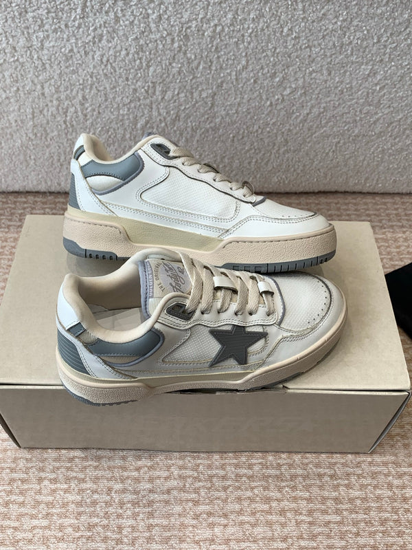 FORTY2 SNEAKERS WITH GREY STAR AND WHITE LEATHER HEEL TAB