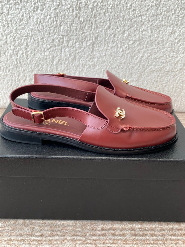 CC 25S Slingback Loafer Dark Red Calfskin