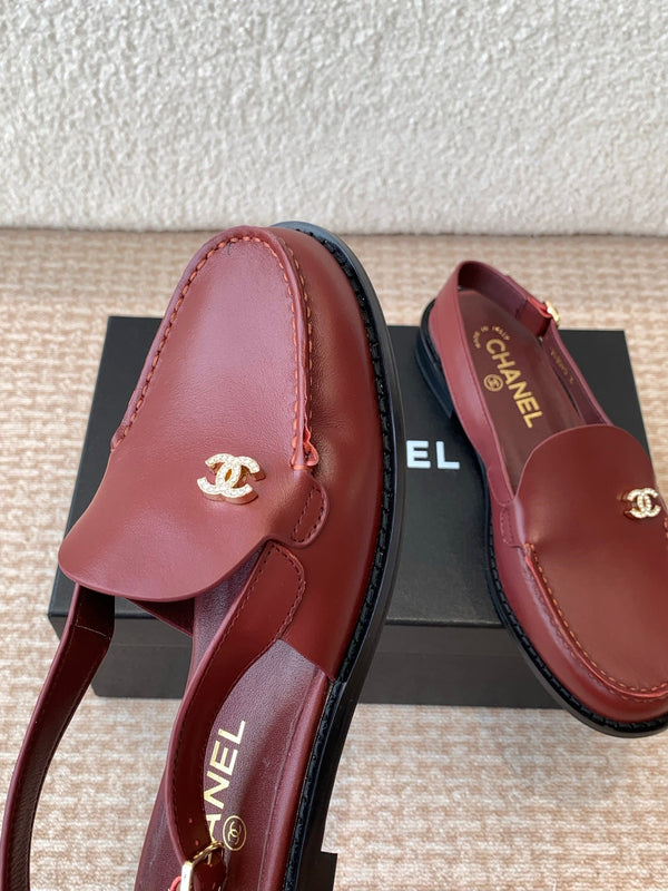 CC 25S Slingback Loafer Dark Red Calfskin