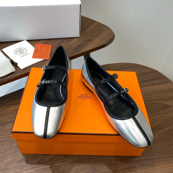 HM 25s Mary Jane Double strap Sliver Calfskin 422563
