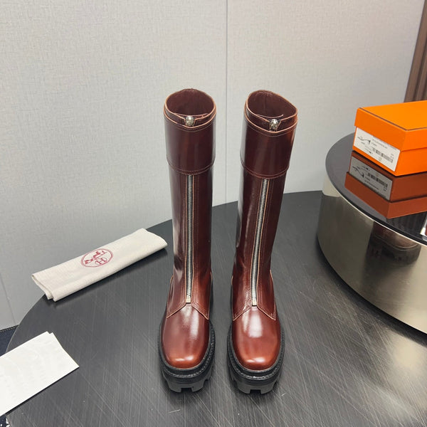 Stivali alti HM 30mm in pelle di vacchetta rosso-marrone 952463