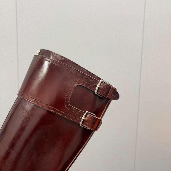 Stivali alti HM 30mm in pelle di vacchetta rosso-marrone 952463