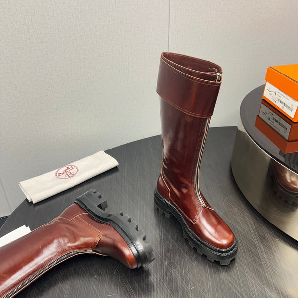 Stivali alti HM 30mm in pelle di vacchetta rosso-marrone 952463