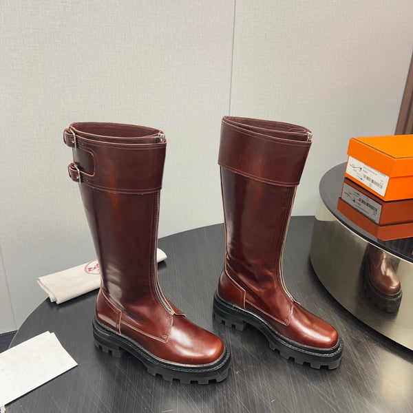 Stivali alti HM 30mm in pelle di vacchetta rosso-marrone 952463