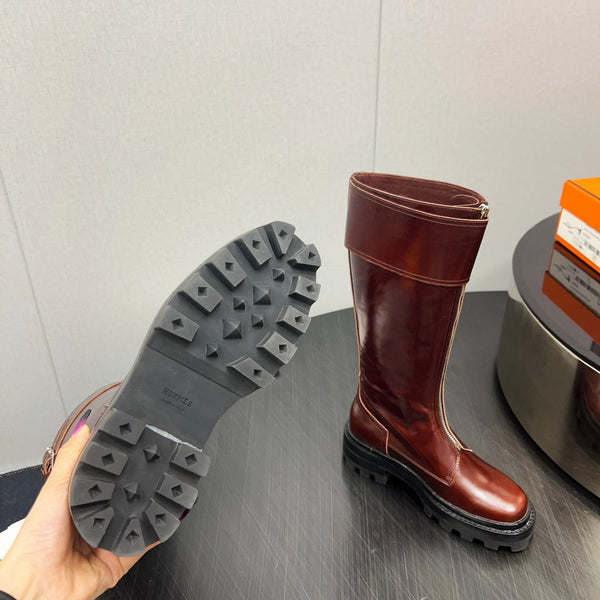 Stivali alti HM 30mm in pelle di vacchetta rosso-marrone 952463