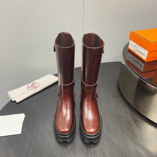 HM Jaimy High Boot 30mm In Red Brown Cowhide 952469