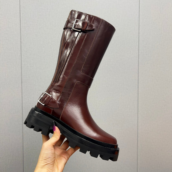 HM Jaimy High Boot 30mm In Red Brown Cowhide 952469