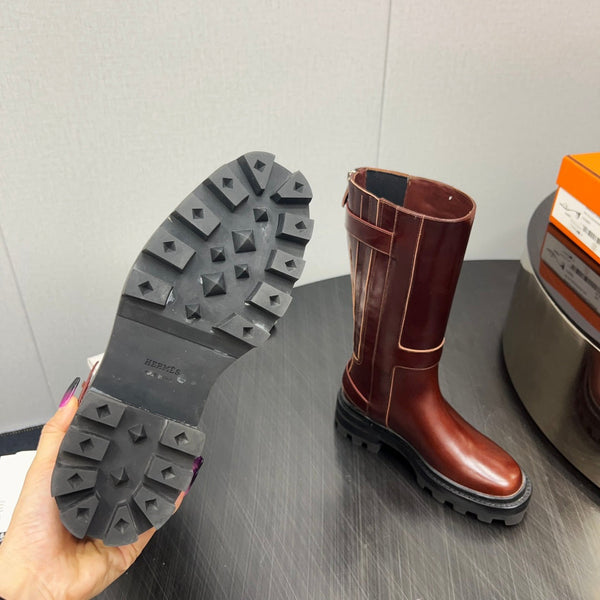 HM Jaimy High Boot 30mm In Red Brown Cowhide 952469