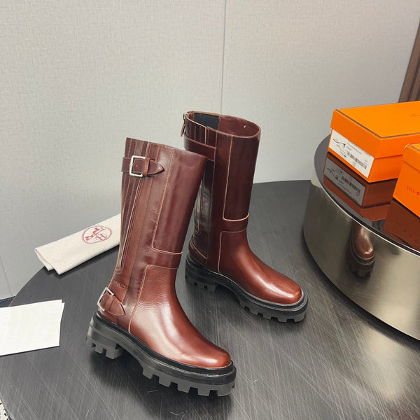 HM Jaimy High Boot 30mm In Red Brown Cowhide 952469