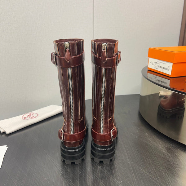 HM Jaimy High Boot 30mm In Red Brown Cowhide 952469