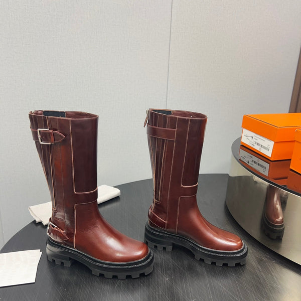 HM Jaimy High Boot 30mm In Red Brown Cowhide 952469