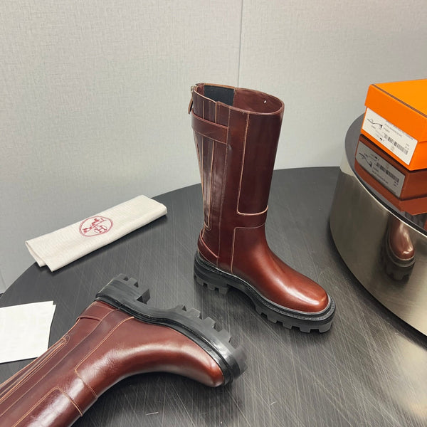 HM Jaimy High Boot 30mm In Red Brown Cowhide 952469