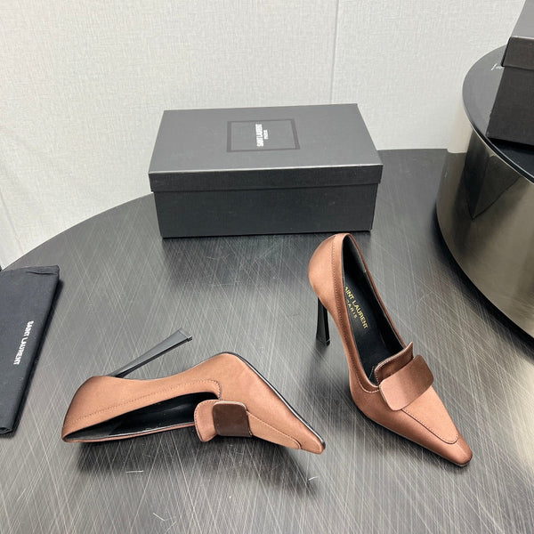 D'ORSAY PUMPS IN TOFFEE BROWN SILK