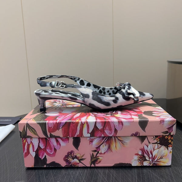 DC 25 Bow Slingback Pumps 35mm Leopard-Print Satin And Sheepskin 381619