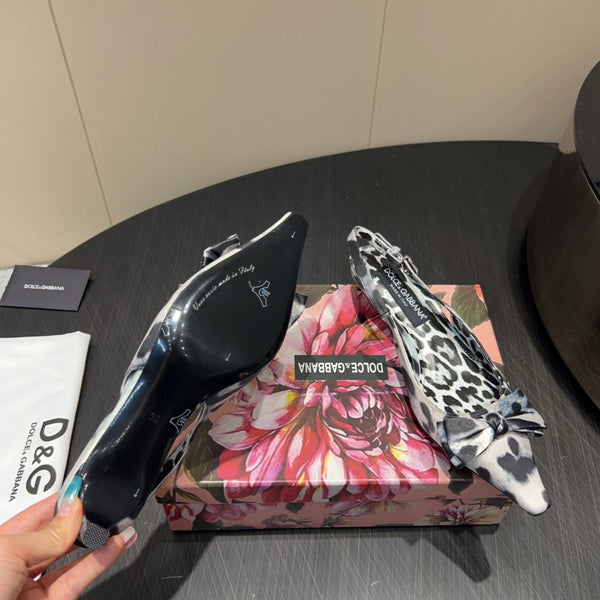 DC 25 Bow Slingback Pumps 35mm Leopard-Print Satin And Sheepskin 381619