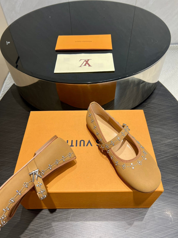 LV Romy Flat Ballerina Light Brown Lambskin 516501