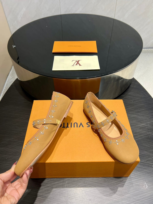 LV Romy Flat Ballerina Light Brown Lambskin 516501