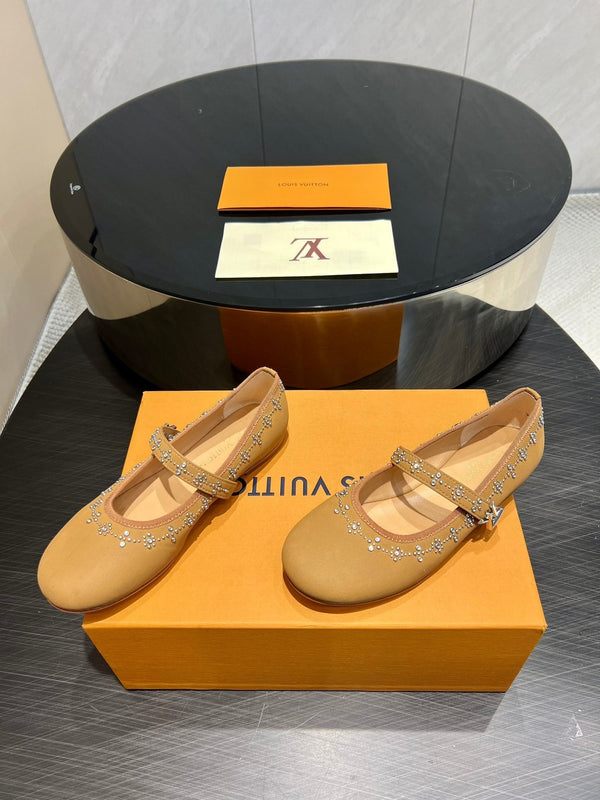 LV Romy Flat Ballerina Light Brown Lambskin 516501