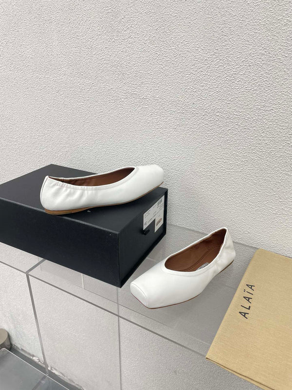 BALLERINE ALAIA IN VITELLO BIANCO