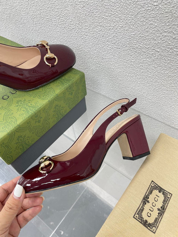 GG SLINGBACK DA DONNA CON MORSETTO 65MM IN PELLE DI VITELLO ROSSO VINO