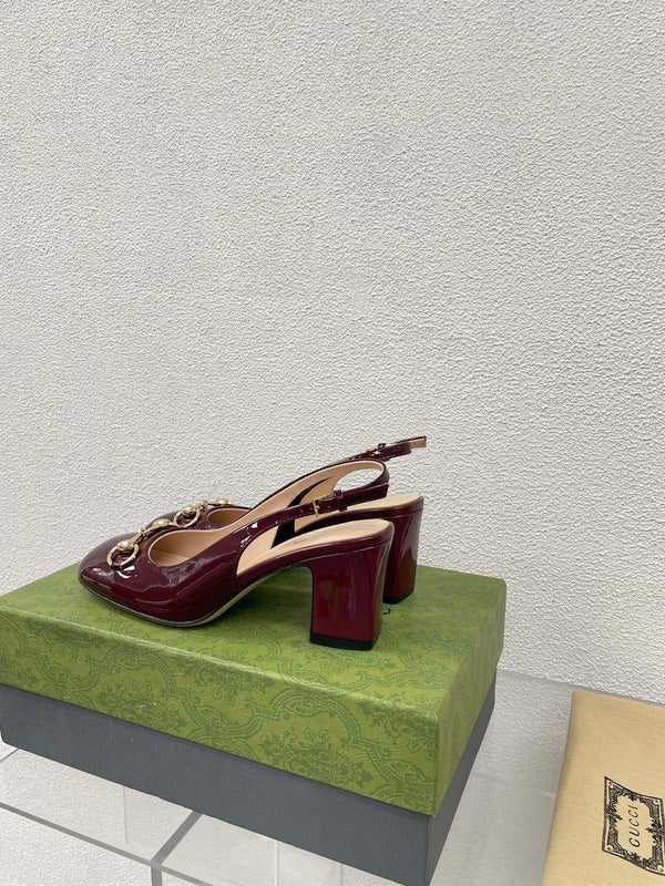 GG SLINGBACK DA DONNA CON MORSETTO 65MM IN PELLE DI VITELLO ROSSO VINO