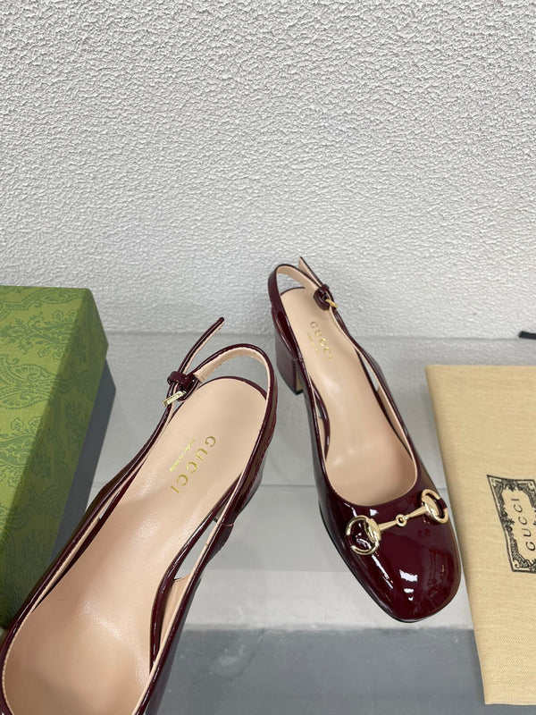 GG SLINGBACK DA DONNA CON MORSETTO 65MM IN PELLE DI VITELLO ROSSO VINO