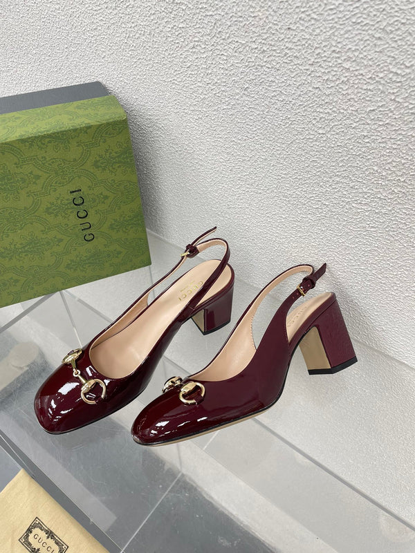 GG SLINGBACK DA DONNA CON MORSETTO 65MM IN PELLE DI VITELLO ROSSO VINO
