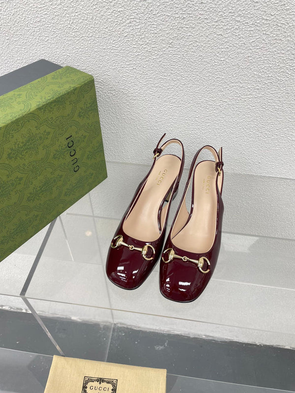 GG SLINGBACK DA DONNA CON MORSETTO 65MM IN PELLE DI VITELLO ROSSO VINO