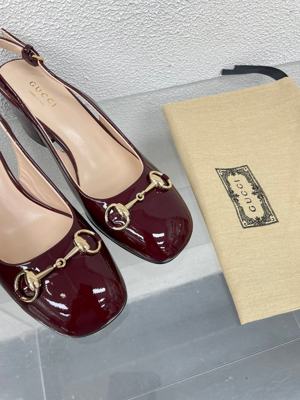 GG SLINGBACK DA DONNA CON MORSETTO 65MM IN PELLE DI VITELLO ROSSO VINO
