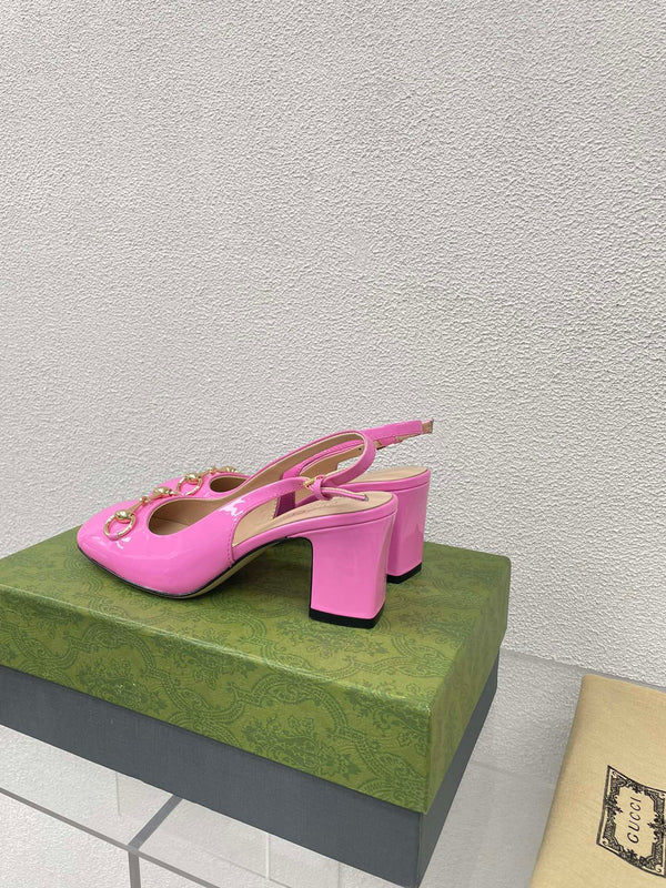 GG SLINGBACK DA DONNA CON MORSETTO 65MM IN PELLE DI VITELLO ROSA FUSICA