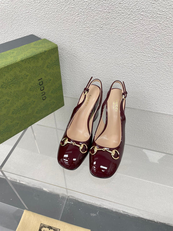 GG SLINGBACK DA DONNA CON MORSETTO 95MM IN PELLE DI VITELLO ROSSO VINO