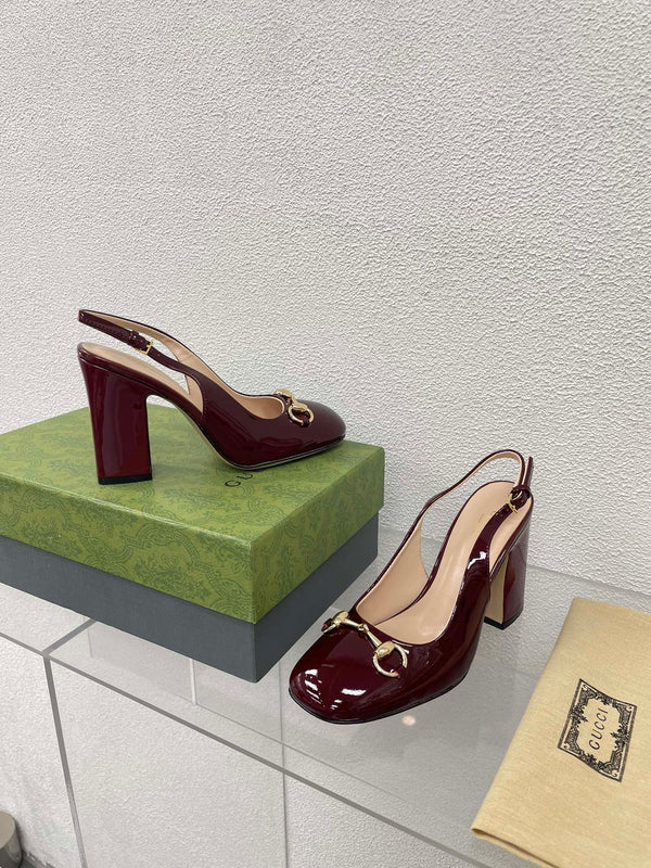 GG SLINGBACK DA DONNA CON MORSETTO 95MM IN PELLE DI VITELLO ROSSO VINO
